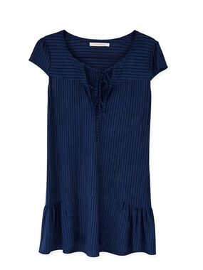 See By Chloe Navy Striped Cap Sleeve Dress